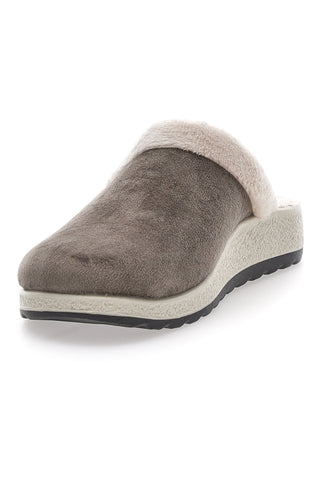 Pantofole marroni con bordo in pelo e suola comfort Fly Flot 90510X20PM