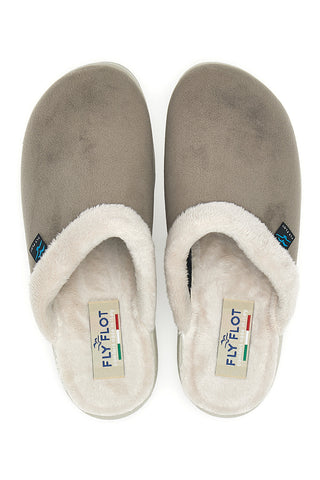 Pantofole marroni con bordo in pelo e suola comfort Fly Flot 90510X20PM