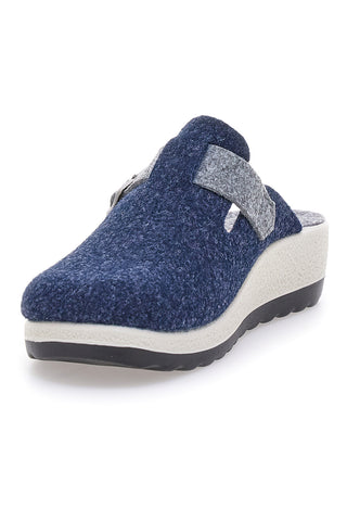 Fly Flot 90440W68FR Blaue Hausschuhe mit verstellbarer Schnalle und zweifarbiger Sohle