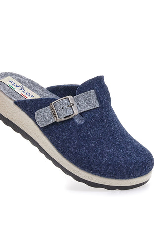 Fly Flot 90440W68FR Blaue Hausschuhe mit verstellbarer Schnalle und zweifarbiger Sohle