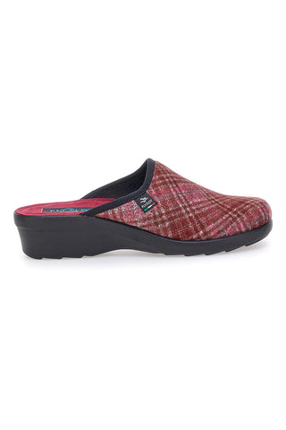 Pantofole bordò a quadri con zeppa comfort Fly Flot 90L70T37NP