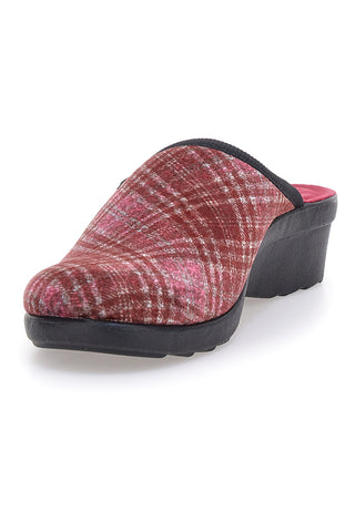 Pantofole bordò a quadri con zeppa comfort Fly Flot 90L70T37NP