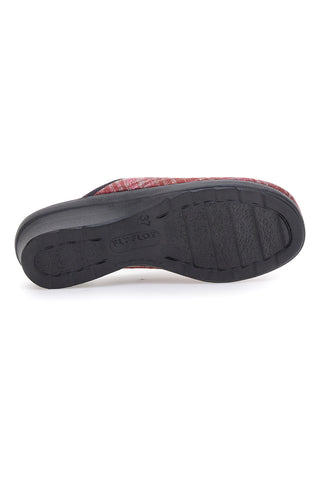 Fly Flot 90L70T37NP Burgunderrote karierte bequeme Hausschuhe mit Keilabsatz