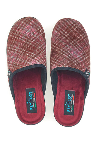 Pantofole bordò a quadri con zeppa comfort Fly Flot 90L70T37NP