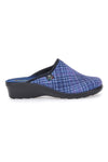 Fly Flot 90L70T37NP Komfort-Hausschuhe mit Keilabsatz, blau kariert