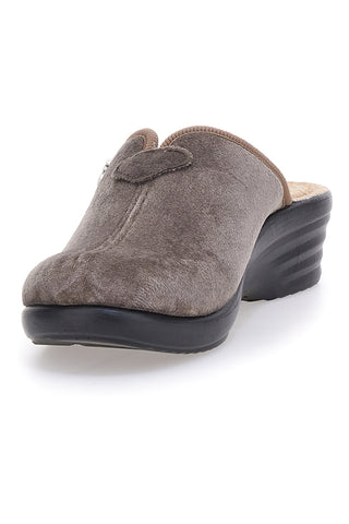 Pantofole taupe con plantare forato e zeppa comfort Fly Flot 90L80X68PE