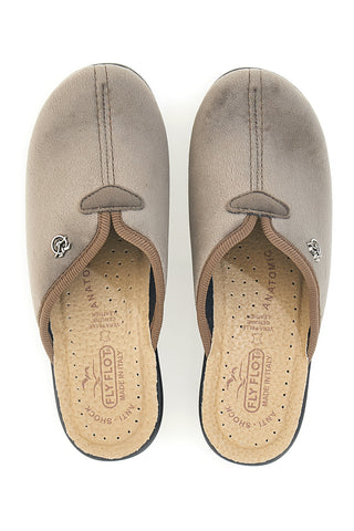 Pantofole taupe con plantare forato e zeppa comfort Fly Flot 90L80X68PE