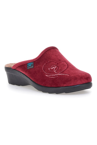 Pantofole bordò con ricamo cuore e plantare forato Fly Flot 90L70X83PE