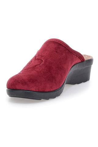 Pantofole bordò con ricamo cuore e plantare forato Fly Flot 90L70X83PE