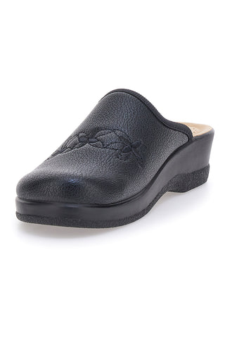 Schwarze Hausschuhe mit Blumenstickerei und perforiertem Fußbett Fly Flot 90630Q512B