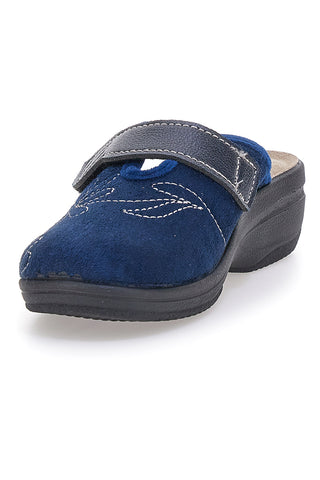 Blaue Hausschuhe mit Blumenstickerei und verstellbarem Verschluss Inblu 17 LV