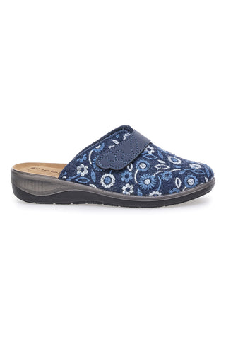 Pantofola blu a fantasia floreale con chiusura a strappo e sottopiede anatomico Inblu 15OD