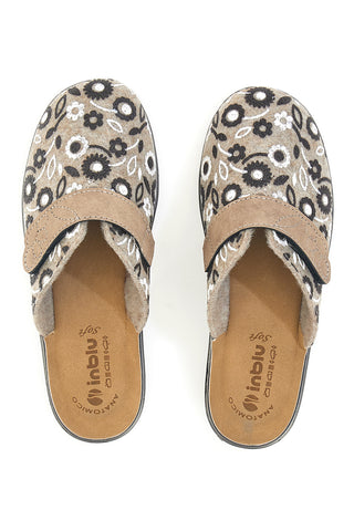 Slipper mit Blumenmuster, Klettverschluss und anatomischer Innensohle Inblu 15OD
