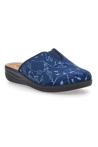 Blauer Slipper mit Blumenmuster und anatomischer Innensohle Inblu 49CF