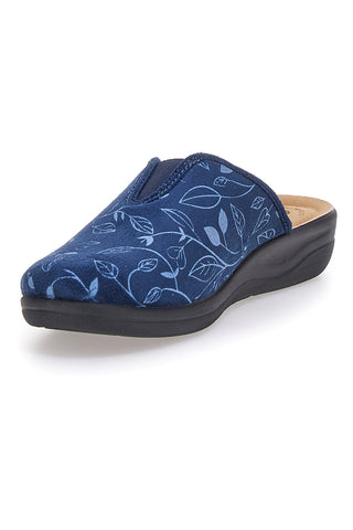 Blauer Slipper mit Blumenmuster und anatomischer Innensohle Inblu 49CF