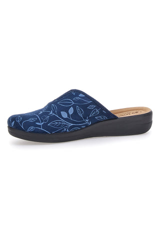 Blauer Slipper mit Blumenmuster und anatomischer Innensohle Inblu 49CF