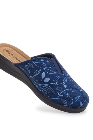 Blauer Slipper mit Blumenmuster und anatomischer Innensohle Inblu 49CF