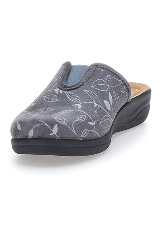 Graue Hausschuhe mit Blätterdruck und anatomischer Innensohle Inblu 49 CF