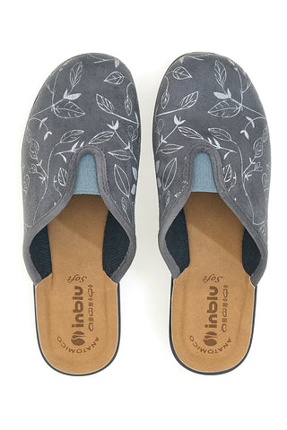 Ciabatte grigie con stampa foglie e plantare anatomico Inblu 49 CF