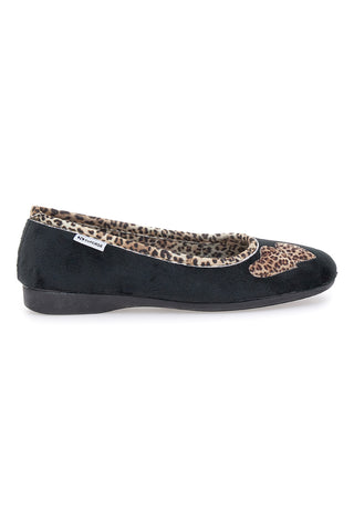 Schwarze Hausschuhe mit Animalier-Details und Herzen Superga S41S598