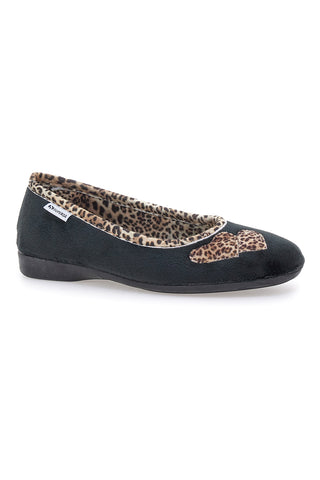 Pantofole nere con dettagli animalier e cuori Superga S41S598