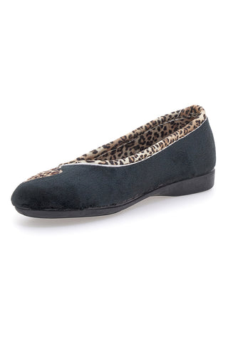 Pantofole nere con dettagli animalier e cuori Superga S41S598