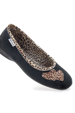 Pantofole nere con dettagli animalier e cuori Superga S41S598