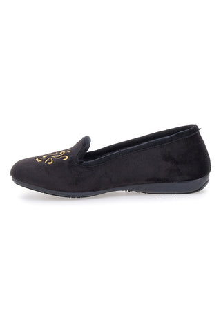 Pantofole Cibatte nere con ricamo dorato Superga S10U272
