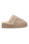 Superga S79Y310 – Beige gewebte Hausschuhe mit Plüschfutter