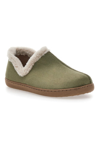 Pantofole verdi con profilo in pelo e interno caldo Gaia Mania GG463