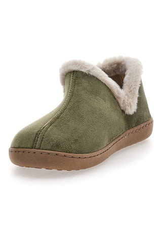 Pantofole verdi con profilo in pelo e interno caldo Gaia Mania GG463