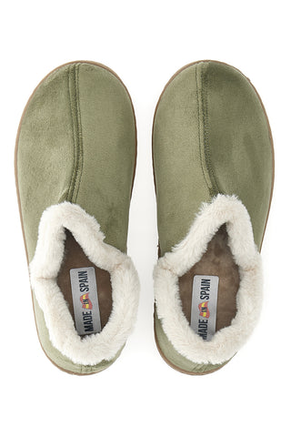 Pantofole verdi con profilo in pelo e interno caldo Gaia Mania GG463