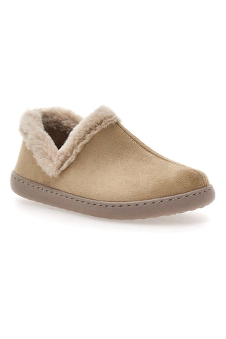 Beige Hausschuhe mit Pelzbesatz und warmer Innenseite Gaia Mania GG463