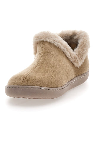 Beige Hausschuhe mit Pelzbesatz und warmer Innenseite Gaia Mania GG463