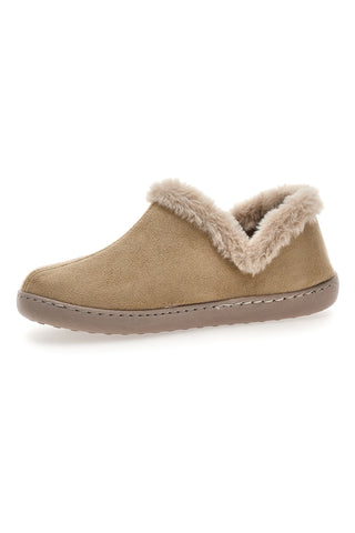 Beige Hausschuhe mit Pelzbesatz und warmer Innenseite Gaia Mania GG463