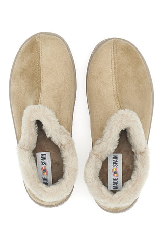 Beige Hausschuhe mit Pelzbesatz und warmer Innenseite Gaia Mania GG463