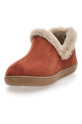 Gaia Mania GG463 ziegelfarbene Hausschuhe mit Pelzbesatz und warmer Innenseite