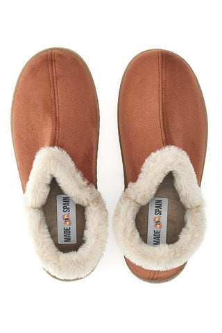 Pantofole color mattone con profilo in pelo e interno caldo Gaia Mania GG463