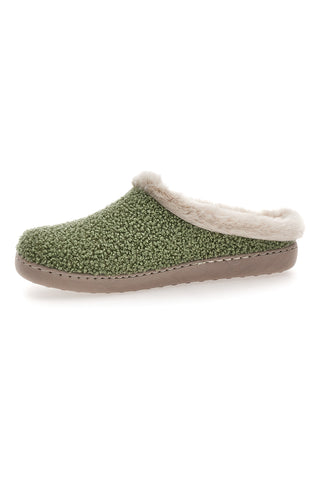 Gaia Mania GG549 Grüne Hausschuhe aus Stoff mit Teddy-Effekt und Fellfutter