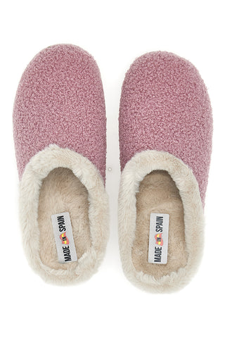 Gaia Mania GG549 Rosa Hausschuhe aus Stoff mit Teddy-Effekt und Fellfutter