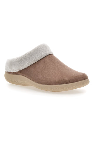 Braune Hausschuhe mit Pelzrand Dorea SE350