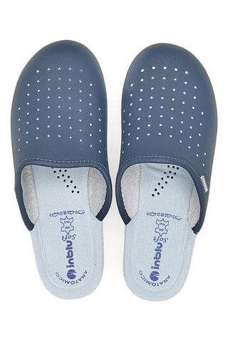 Inblu 5033 perforierte blaue Berufspantoffeln mit anatomischem Fußbett