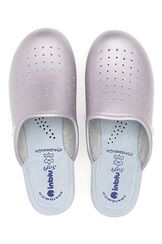 Inblu 5033N perforierte lila Berufspantoffeln mit anatomischem Fußbett