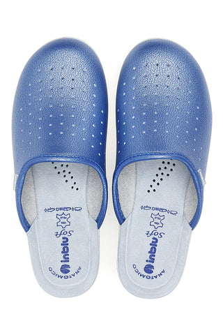 Inblu 5033N perforierte blaue Berufspantoffeln mit anatomischem Fußbett