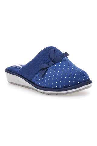 Blaue Hausschuhe mit Tupfen und dekorativer Schleife Inblu 72 LB