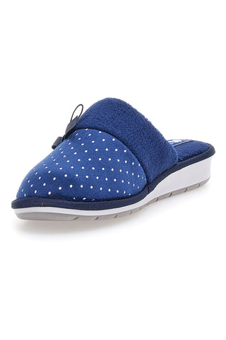 Blaue Hausschuhe mit Tupfen und dekorativer Schleife Inblu 72 LB