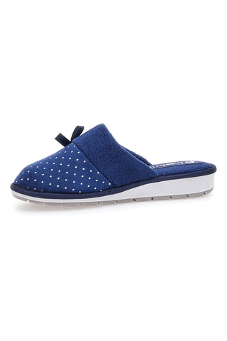 Blaue Hausschuhe mit Tupfen und dekorativer Schleife Inblu 72 LB