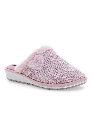 Ciabatte rosa in tessuto peluche con cuore Inblu 110 LB