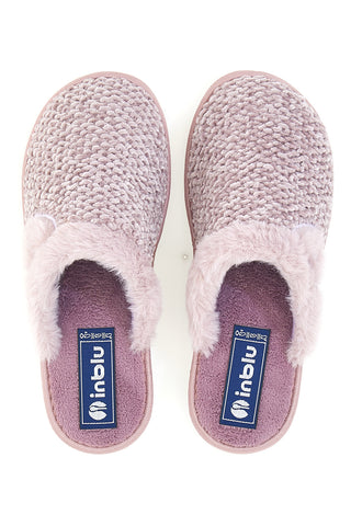 Ciabatte rosa in tessuto peluche con cuore Inblu 110 LB