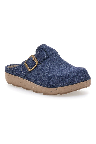 Blaue Filzpantoffeln mit dekorativer Schnalle Inblu 27 ED